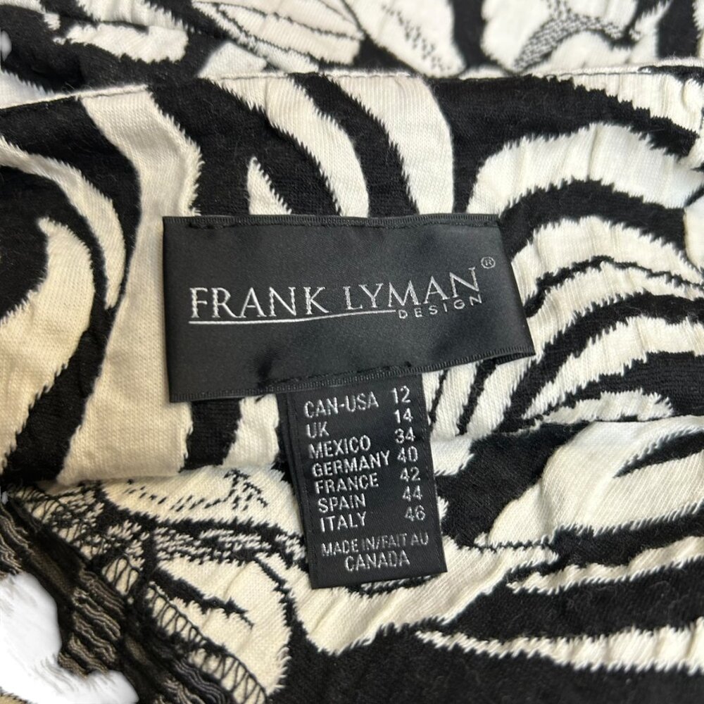 Frank Lyman Black White Zebra Floral Side Zip A-Line Dress Size 12 - Picture 5 of 6